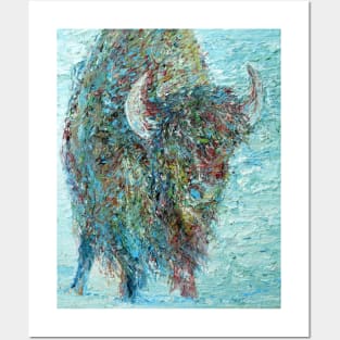 BISON IN THE SNOW Posters and Art